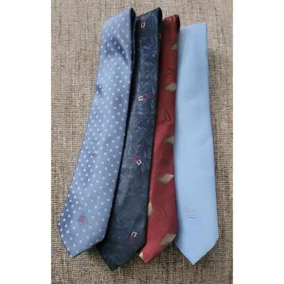 Lot‎ of 4 Ties 3 Yves Saint Laurent 1 Lanvin 100% Silk Ties